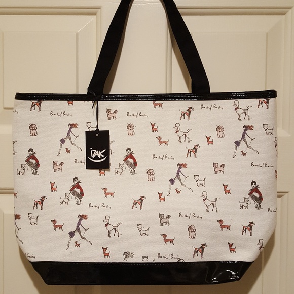 iZak Handbags - Poochy! Poochy! Canvas Tote with Vinyl Accents